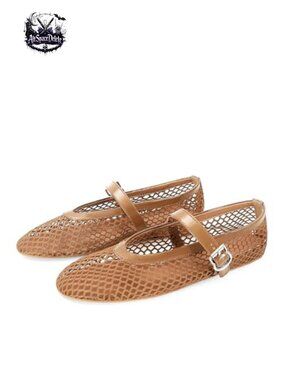 Mesh Ballet Flats Fishnet Ballerina Buckle Strap Mary Jane Casual Shoes